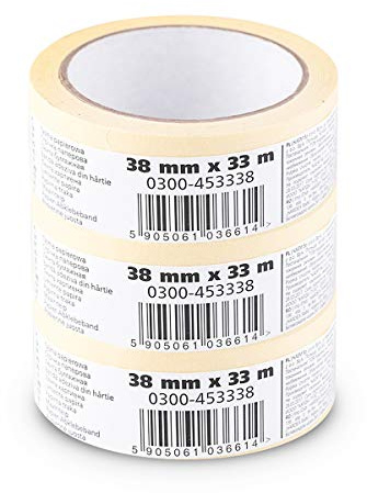 Scley 3 Stk Malerkrepp/Kreppband 38 mm x 33 m Serie 545, Papier Malerband, Abdeckband für Maler mit Kautschukkleber