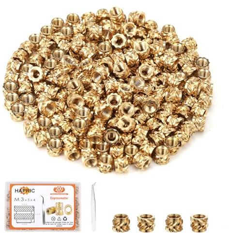 200 Stück Gewindeeinsatz, M3 Gewindeeinsatz 3D Druck Einschmelzgewinde Einpressmuttern Gewindebuchse Threaded Inserts für 3D Druckteile Automobil Kunststoffschale