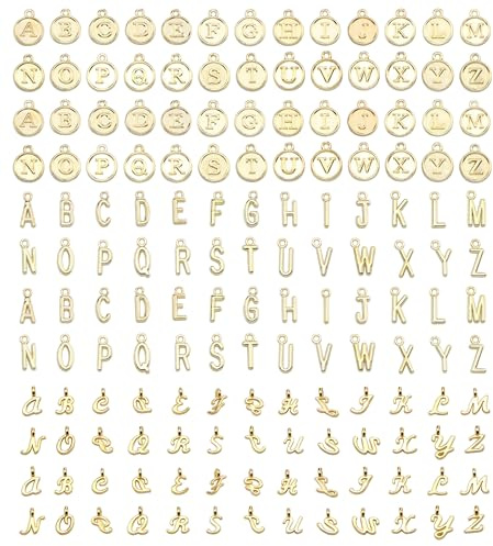 156 Stück Klein Buchstaben Anhänger A-Z Alphabet Charm für DIY Schmuckherstellung, Ohrringe, Armbänder, Halskette, Kreative Geschenkideen Basteln und Hochzeit Deko
