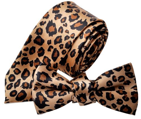 TopTie Unisex Krawatte im Leopardenmuster Krawatte & Fliegen Set