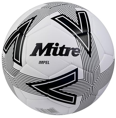 Mitre Impel L30P Fußball | Extrem trsapazierfähig | formbeständig Fußball, Weiß/Schwarz, 5