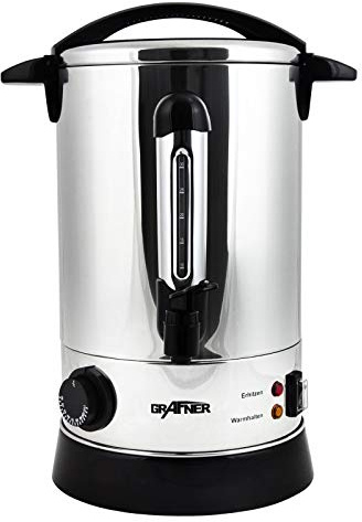 Grafner XL Glühweinkocher aus Edelstahl - 8,8 Liter - 1500 Watt mit Zapfhahn, Thermostat und Überhitzungsschutz Heißgetränkespender