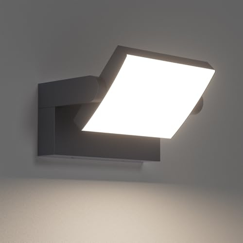 Klighten 24W Außenlampe Aussenleuchte Wand, Wasserdicht IP65 Wandleuchte Außen Innen Wandlampe mit Schwenkbar LED Panel Außenleuchte für Garten Terrasse, Anthrazit, 1500 LM, Neutral Weiß 4000K