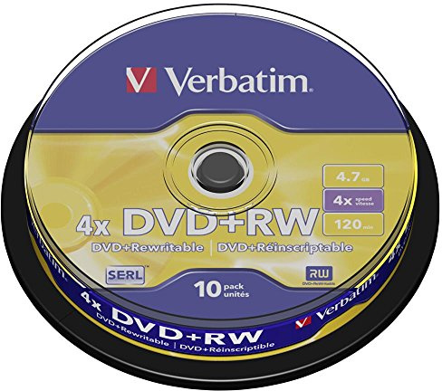 Verbatim DVD+RW 4,7 GB - 4-fache Brenngeschwindigkeit - hohe Lebensdauer - Kratzschutz - 10 Stück Spindel