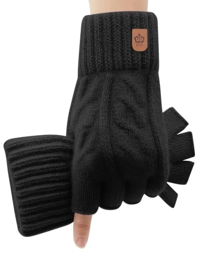 ARFNKIM Thermisch Fingerlose Handschuhe - Damen und Herren Strick Weich Flauschig Touchscreen Winterhandschuhe für Skifahren Radfahren Arbeit