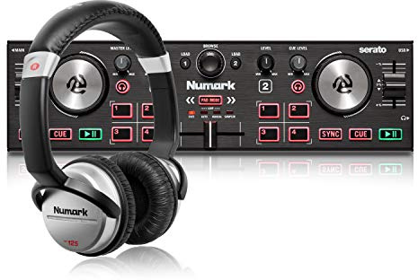 Numark DJ Komplettset - DJ2GO2 Touch 2-Deck USB DJ-Controller für Serato + HF125 professioneller Kopfhörer