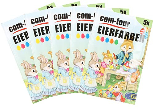 com-four® 25x Eierfarben-Pulver - Pulver zum Einfärben von Eiern - Für braune und weiße Eier geeignet (25 Stück - Pulver-Mix 1)