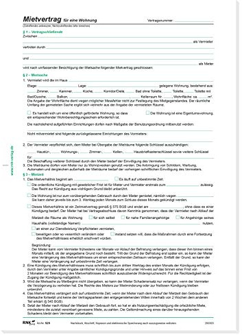 RNK 525 Vertragsformular Mietvertrag für Wohnungen, DIN A4 (3 Stück)