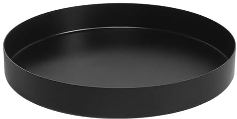 Yvttve Deko Tablett Schwarz Rund | Rundes Serviertablett Schwarz Matt Design Dekoteller und Dekotablett aus Metall für Adventskranz Teller (Ø 20 cm)