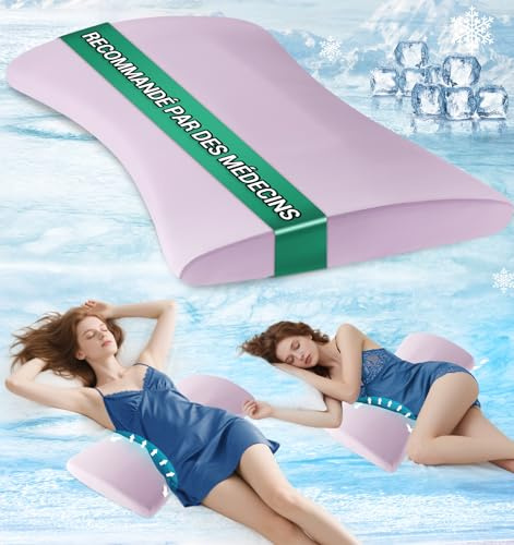 Orthopädisches Lendenkissen Ergonomische Rücken- & Lordosenstütze aus Memory-Schaum für Bett & Sofa – Entlastung im unteren Rücken– Kühlender, Abnehmbarer Waschbarer Bezug, Kopfstützen & Aufsätze