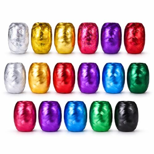 18er Ringelband Set mit bunten Farben je 20 Meter - Geschenkband Kräuselband - Geschenk Bänder - zum Dekorieren & Verpacken von Geschenken - Weihnachten & Advent