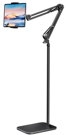 LanPavilion Tablet-Bodenständer, Tablet Halterung mit 2,25 kg Basis, Flexibler Verstellbar Tablet Ständer, kompatibel mit iPad, iPhone, Galaxy, für Zuhause, Bett, Sofa, Büro, 4,7-13 Zoll Geräte