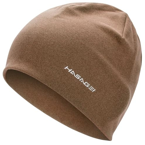 HASAGEI Laufmütze Herren Damen Fahrradmütze unter Helm Mütze Kalten Jahreszeit Warm Sportmütze Antistatisch Beanie für Freizeitaktivitäten Joggen Reisen Ski Radfahren (Dunkelbraun)