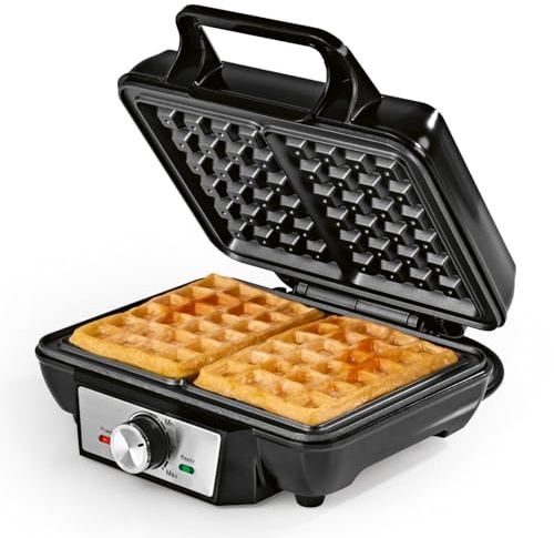 GOURMETmaxx Waffeleisen für 2 Waffeln | 1000 Watt | Für Belgische Waffeln + Antihaftbeschichtung | Mit Heizelementen oben & unten zur gleichmäßigen Wärmeverteilung | Stufenlos Einstellbar