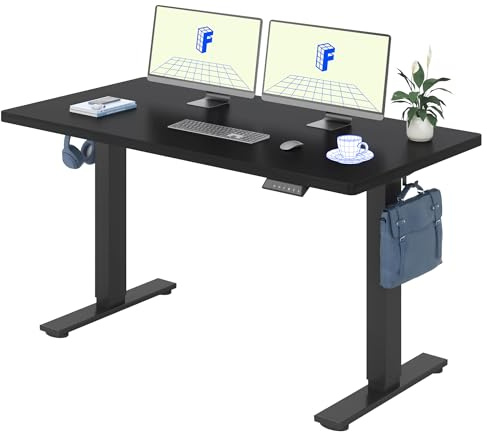 FLEXISPOT Höhenverstellbarer Schreibtisch 160×80cm, mit Haken und 25mm EINTEILIGER Tischplatte, ergonomischer Schreibtisch mit LED-Höhenanzeige und Memory-Funktion (Schwarz,Schwarz)
