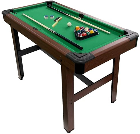 Billardtisch 4FT, Pool Tisch inkl. 2 Queues, 16 Billard, 2 Kreiden, Dreieck, Bürste, Pool-Billardtische für Zuhause, Bar, 122x67x78 cm