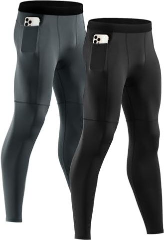 Niksa Sport Leggings männer 2er Pack,Laufhose Tight Lange Unterhose Quick Dry Kompression Hose für Fitness Gym Joggen