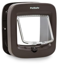 PetSafe Mikrochip-Katzenklappe, Braun | RFID-Zugang für bis zu 40 Haustiere, 4 Verschlussoptionen, Wetterfest, Einfache DIY Montage