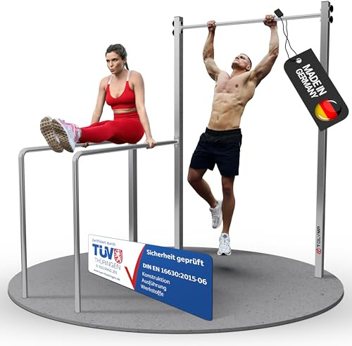 TOLYMP Dip Buin Kraftstation aus V2A Edelstahl/Turnstange & Dip Barren für Outdoor-Fitness/Calisthenics Dip Station aus hochwertigem Edelstahl/wetterfester Dip Bar für den Garten