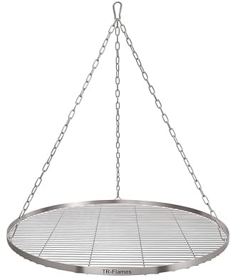 TR-FLAMES 80cm Edelstahl Grillrost mit Kette Ø4, Schwenkgrill, Grillrost mit Kette, BBQ Grillrost, Camping Grillrost, Outdoor Grillzubehör