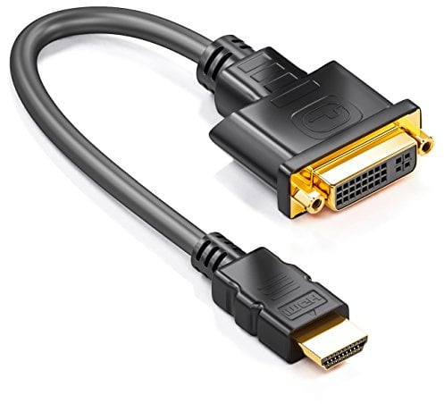 deleyCON HDMI zu DVI Adapter-Kabel - HDMI Stecker zu DVI Buchse (24+5) - Full HD 1080p HDTV 1920x1080 WUXGA 1920x1200 - vergoldete Kontakte - TV Beamer PC - Schwarz
