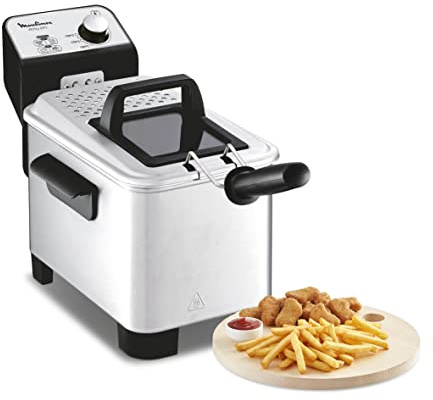 Moulinex Easy Pro 3 l Fritteuse, klassisch, 2.300 W, 2 Frittierstufen, verstellbares Thermostat, 600 g, silberfarben