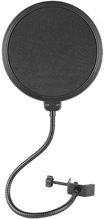 PIQIUQIU Popschutz, Mikrofon Popschutz Mic Windschutz Pop Filter für Mikrofon, Mit 360° Flexiblem Schwanenhals und Stabilisierungsarm - 6 Zoll