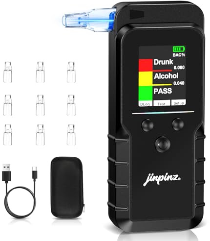 Alkoholtester Promilletester Mit Elektrochemischem Sensor: Hochpräziser Alkohol Tester Mit Zähler, Professioneller Digitaler Alkoholmessgerät USB-C Ladefunktion, Alkotester Für Privat Professionell