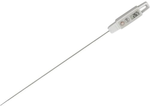 TFA Dostmann Digitales Einstichthermometer extra-langem Fühler, 30.1058, zur Temperaturkontrolle von Lebensmitteln, kalibrierfähig, Profi-Thermometer, für Gastro oder Labor, schnell &genau, weiß
