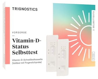 Vitamin D Test für zuhause - schneller Vitamin D3 Mangel Selbsttest | 2 Bluttests für zuhause ohne Labor | Probenentnahme durch Piektest am Finger | leicht abzulesen mit Hilfe der Farbkarte