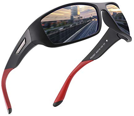 PUKCLAR Sonnenbrille Herren Polarisierte Sportbrille Radsportbrillen Fahrerbrille UV400 Schutz Cat 3 TR90,C3 Blau verspiegelte Linse/cat 3 Linse,63