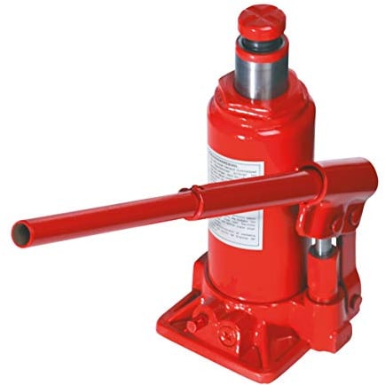 Brüder Mannesmann hydraulischer Wagenheber 2 t, TÜV/GS-geprüft, max. Hubhöhe 30,8 cm, kompakt, robuste Stahlkonstruktion, Maße: 10 × 11,5 × 17,5 cm, rot, 1 Stück | M 007-T-GS2