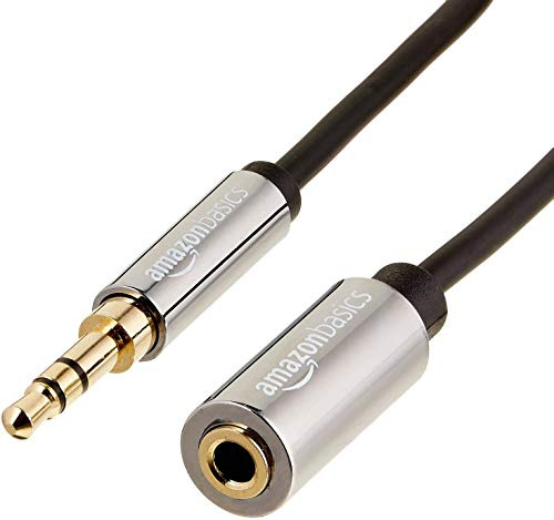 Amazon Basics Hilfs Stereo-Audio-Verlängerungskabel für Stecker und Buchse, 3,5 mm, 7.6 m, Schwarz, 1er-Pack