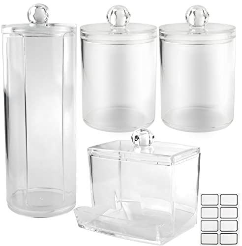 UGBO Wattestäbchen Behälter Wattepadspender Wattestäbchen Spender Wattepads Aufbewahrung QTip-Halter mit Deckel Schminktisch Badezimmer Make Up Organizer Set Aufbewahrungsbox 5 Stück