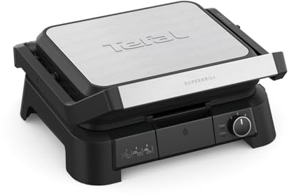 Tefal SuperGrill 3in1 Kontaktgrill, Tischgrill & BBQ, Ofenposition mit 3 Höhen, 2000 W, Thermostat, große Antihaftfläche, für Fleisch, Gemüse & Sandwiches, bis 6 Portionen, platzsparend, B0DTJ3M6YW