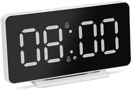 TechniSat Viola AC-1 - Digitaler Wecker mit 4,5 Zoll großem LCD Display | Anzeige von Uhrzeit, Datum & Temperatur, dimmbar in 3 Stufen, 2 Weckzeiten, Snooze, USB Ladeanschluss & Backup Batterie