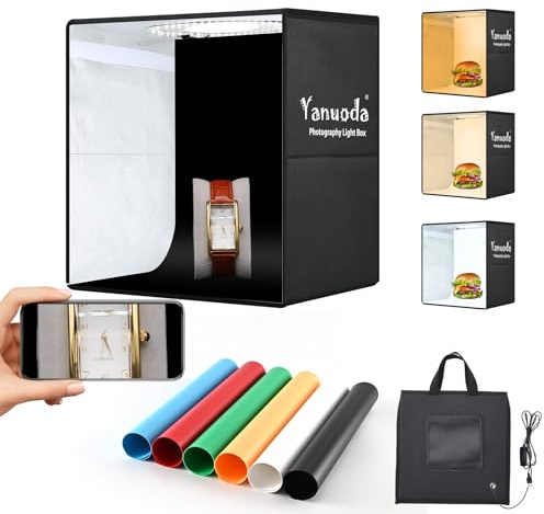 Fotozelt 30x30cm, Faltbare Mini Lichtbox mit 120 LEDs CRI>97, Dimmbare Fotobox mit 6 PVC-Hintergründen Fotostudio Lichtzelt zum Produktfotografie für Amazon Online-Shop