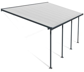 Canopia by Palram Terrassenüberdachung Alu Feria 3X6.10 Polycarbonat Hohlkammerplatten Pergola 610 x 300 cm Grau zur Überdachung ihrer Terrasse