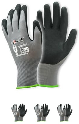Arbeitshandschuhe für Mechaniker, Elektriker, Montagehandschuhe, Werkstatt, gartenhandschuhe, kfz-Handschuhe, mit Rutschfeste & Touchscreen-Funktion, 3 Paar Nitril Schutzhandschuhe Herren (Gr. 10/XL)
