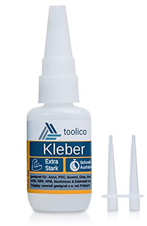 Industriekleber & Sekundenkleber extra stark 20 g - Wasserfester Superkleber mit 2 Dosierspitzen für Porzellan, Keramik, Leder, Kunststoff, Gummi, Schuhe & Modellbau - hitzebeständig