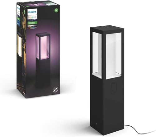 Philips Hue Impress Außen-Sockelleuchte, Gartenbeleuchtung, Schwarz | White & Color Ambiance, 16 Mio. Farben, 1180 lm, IP44 für den Außenbereich, Dimmbar, App- und Sprachsteuerung, Smart Home