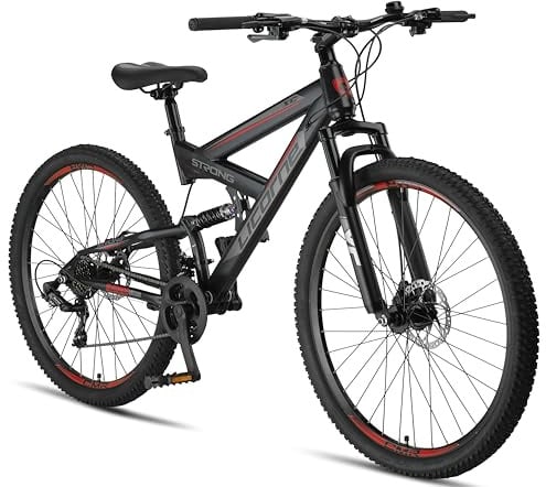 Licorne Bike Strong 2D Premium Mountainbike in 29 Zoll - Fahrrad für Jungen, Mädchen, Damen und Herren - Scheibenbremse vorne und hinten - 21 Gang-Schaltung - Vollfederung