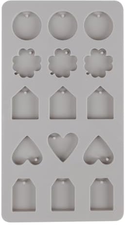 Rayher Silikon Gießform Mini-Anhänger, 14,5 x 26 x 1 cm, 15 Formen, zum Ausgießen mit Kreativ- Beton, Resin Gießharz, Raysin-Gießpulver, Wachs, Gießform Anhänger, 36159000, grau