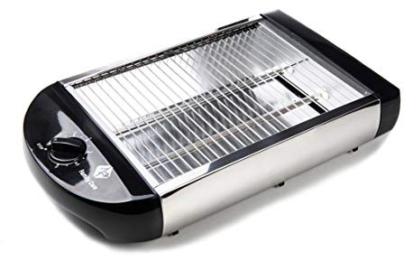 Family Care Flachtoaster - Toaster Schwarz - Toaster Edelstahl - 600W, 6 Temperaturstufen, Herausnehmbarer Krümelschublade, Edelstahlgehäuse, Einfacher Reinigung