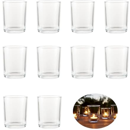 Teelichtgläser Set, Kerzengläser (10 Stück) Teelichthalter, (Ø4.5cm), Hochzeit, Geburtstag, Weihnachten, Halloween transparentes Glas kerzengläser, Kürbislaternkerzenglas, Kerzenhalter Glas