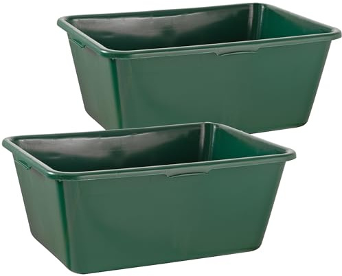 BURI 2er Set Wildwanne 90 Liter Wanne XXL Jagdwanne eckig HDPE Kunststoff - 2x Kunststoffwanne Plastikwanne stapelbar in grün - lebensmittelecht, robust ideal als Futterwanne oder Pferdetränke