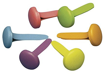 Rayher 7835449 Brads rund, Kopf 8 mm ø, Länge 16 mm, Blisterbox 50 Stück, 6 Pastell-Farben gemischt, Musterklammern, Spreizklammern