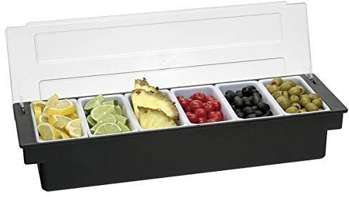 Cocktail Bar- und Zutatenbehälter mit 6 Einsätzen a 473 ml, Kunststoff, Schwarz