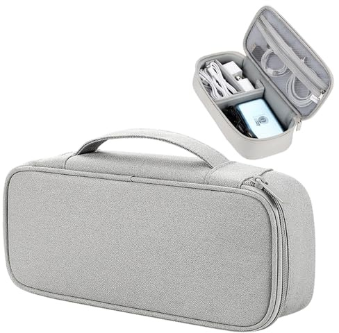 Teskyer Kabeltasche Organizer, Kabel Organizer Tasche, Reise Essentials Elektronik Zubehör Tasche, Protable Tech Pouch für Ladegeräte, Kabel, Power Bank - Grau