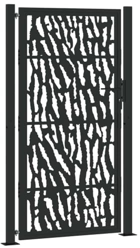 Massbinet Gartentor Schwarz 105x180 cm Stahl Spurendesign